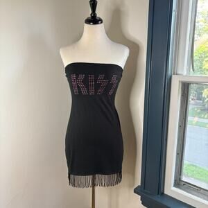 KISS David Dalrymple Patricia Field NY Fringe Tube Top Mini Dress size M y2k 90s